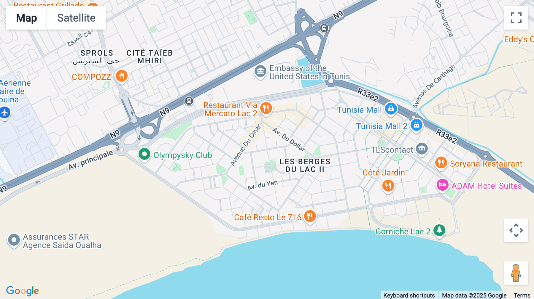 Click for interative map of Building SLIM, 2nd Floor, Lot n° 205, Zone du Nord des Berges du Lac 2, Tunis, Tunis