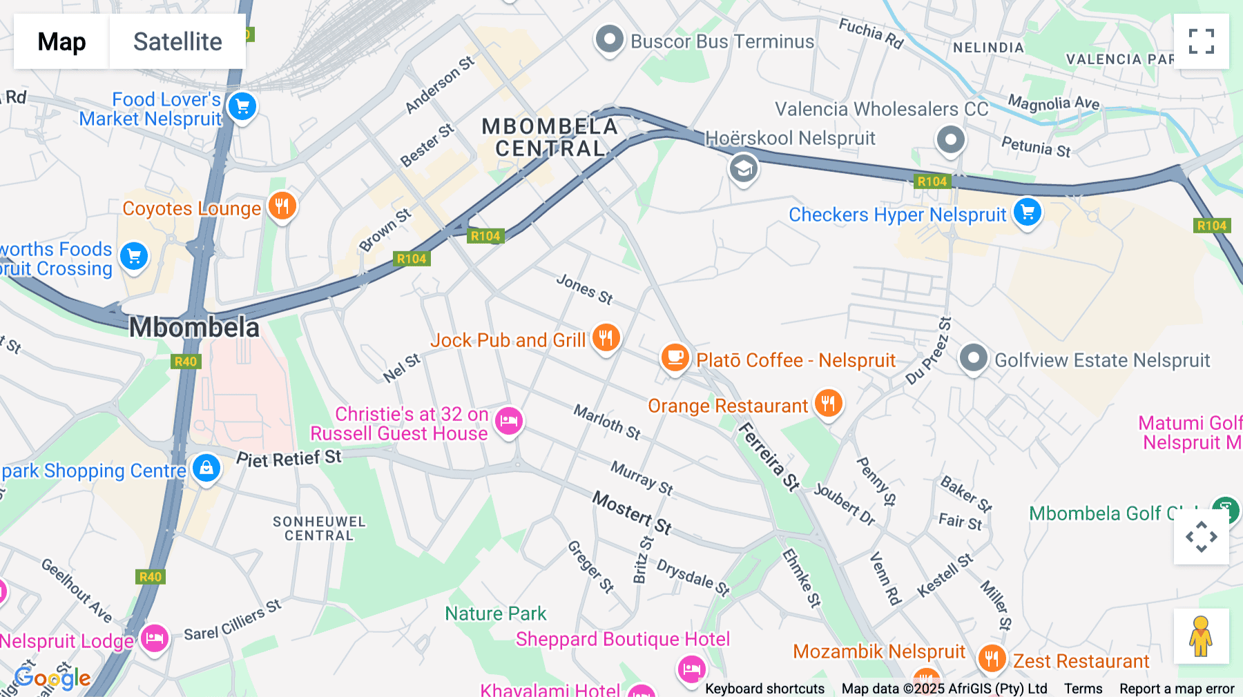 Click for interative map of Corner of Ferreira Street & Van Der Merwe Street, Nelspruit, Mpumalanga