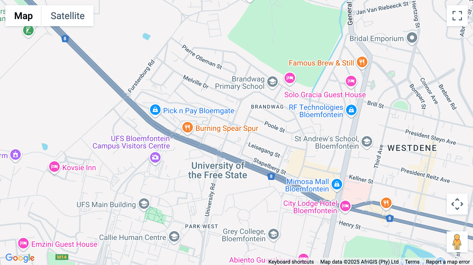 Click for interative map of Uni Park Building, Nobel Street, Brandwag, Free State, Bloemfontein