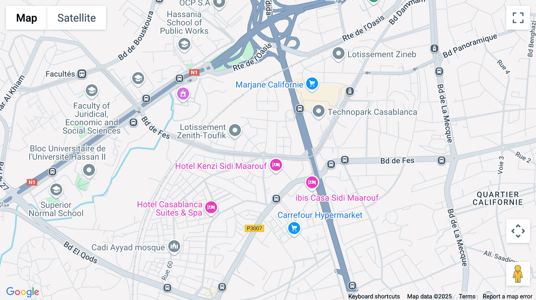 Click for interative map of 11 Lotissement Attaoufik, Sidi Maarouf, Casablanca