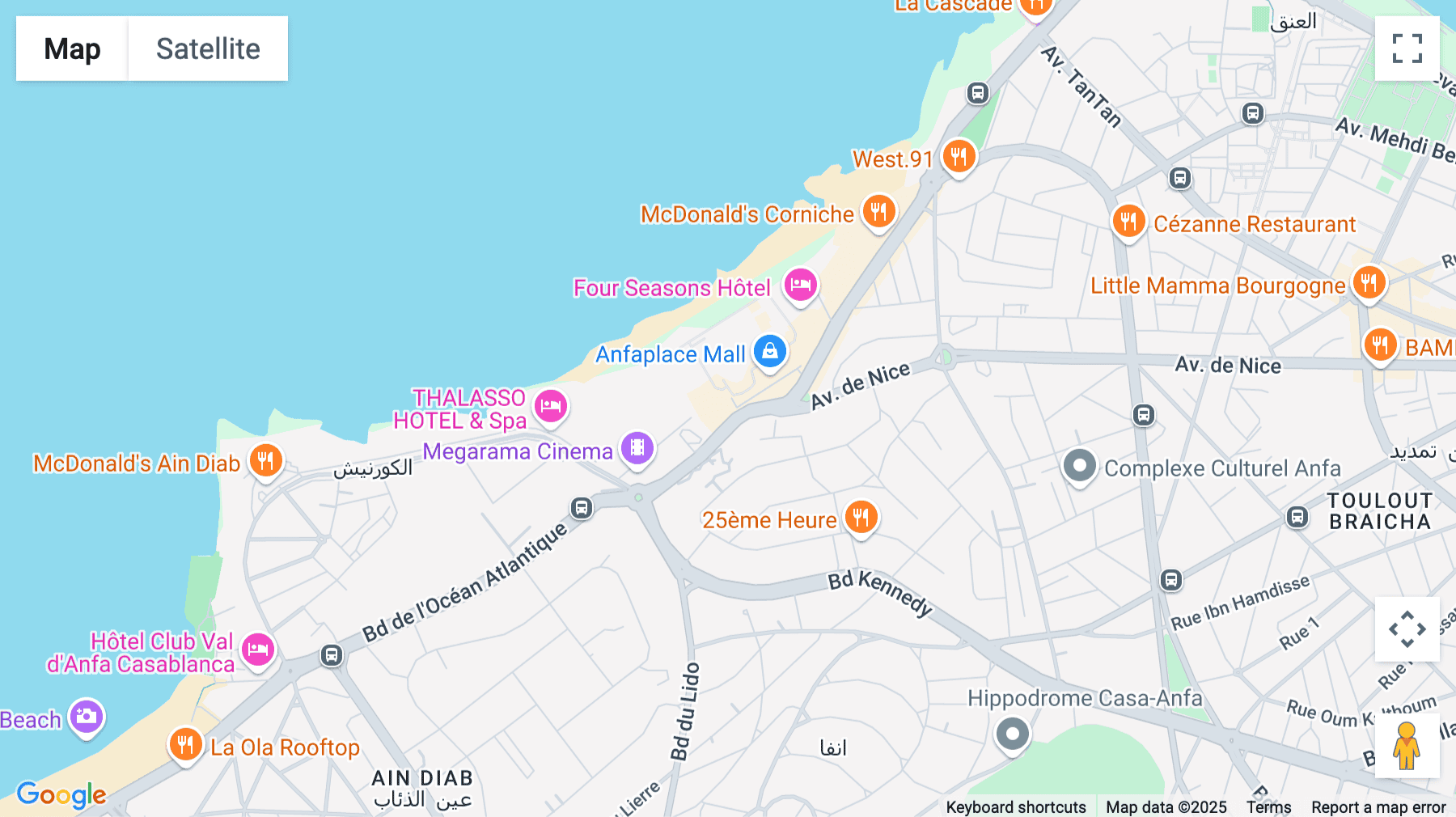 Click for interative map of Business Center EST Anfa Place, Boulevard de la Corniche, Ain Diab, Casablanca