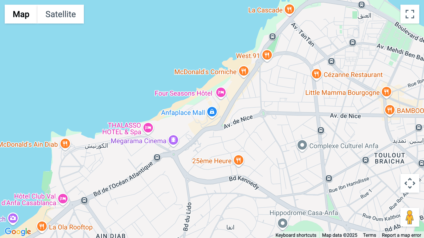 Click for interative map of Anfa Place, La corniche, Casablanca