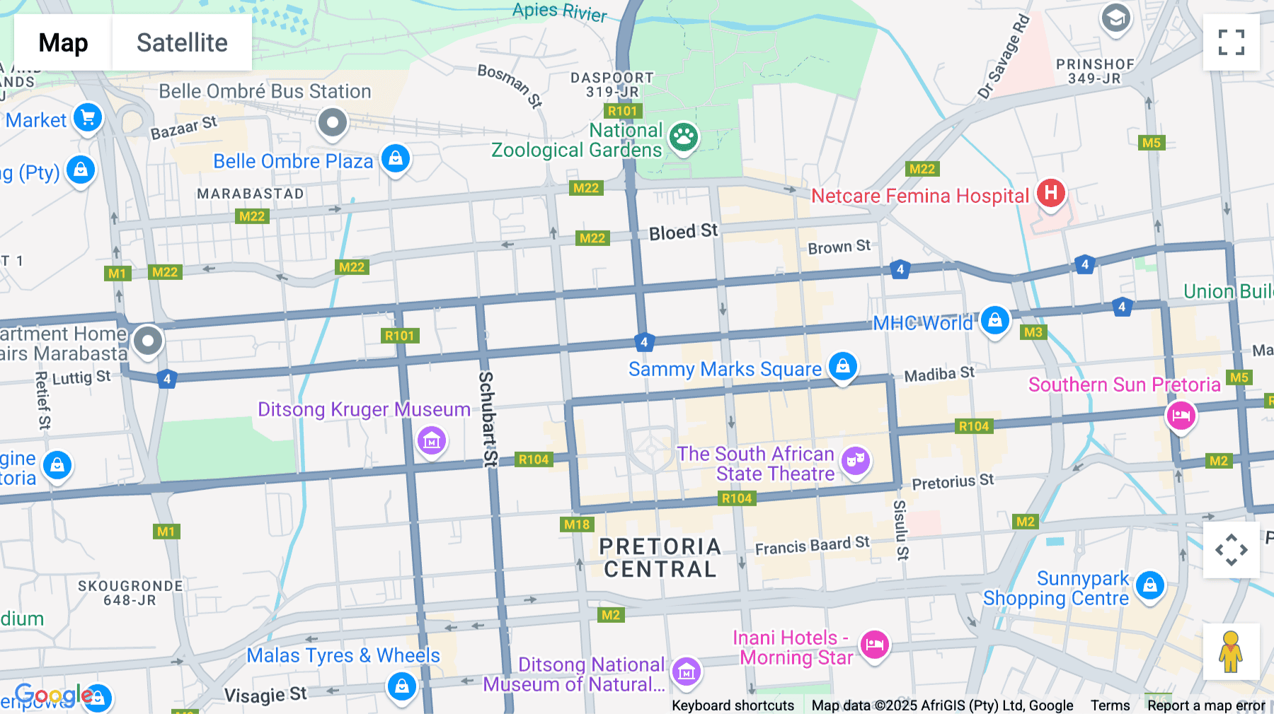 Click for interative map of 115 Paul Kruger Street, Pretoria Central, Pretoria