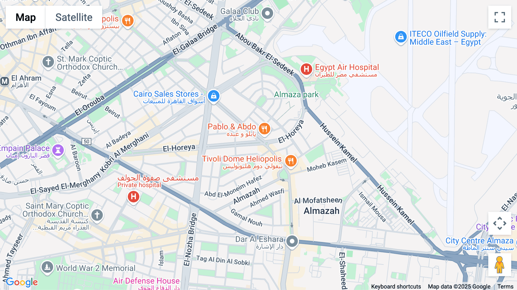 Click for interative map of 67 El Horeya Street, Heliopolis, Cairo
