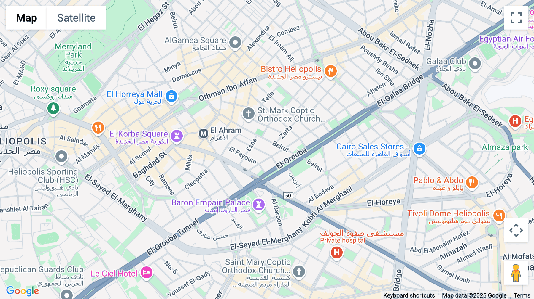 Click for interative map of 16, El Khartoum Street, Off El Orouba, Korba, Cairo