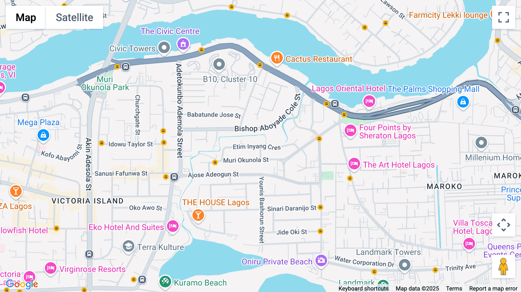 Click for interative map of 1 Etim Iyang Crescent, Victoria Island