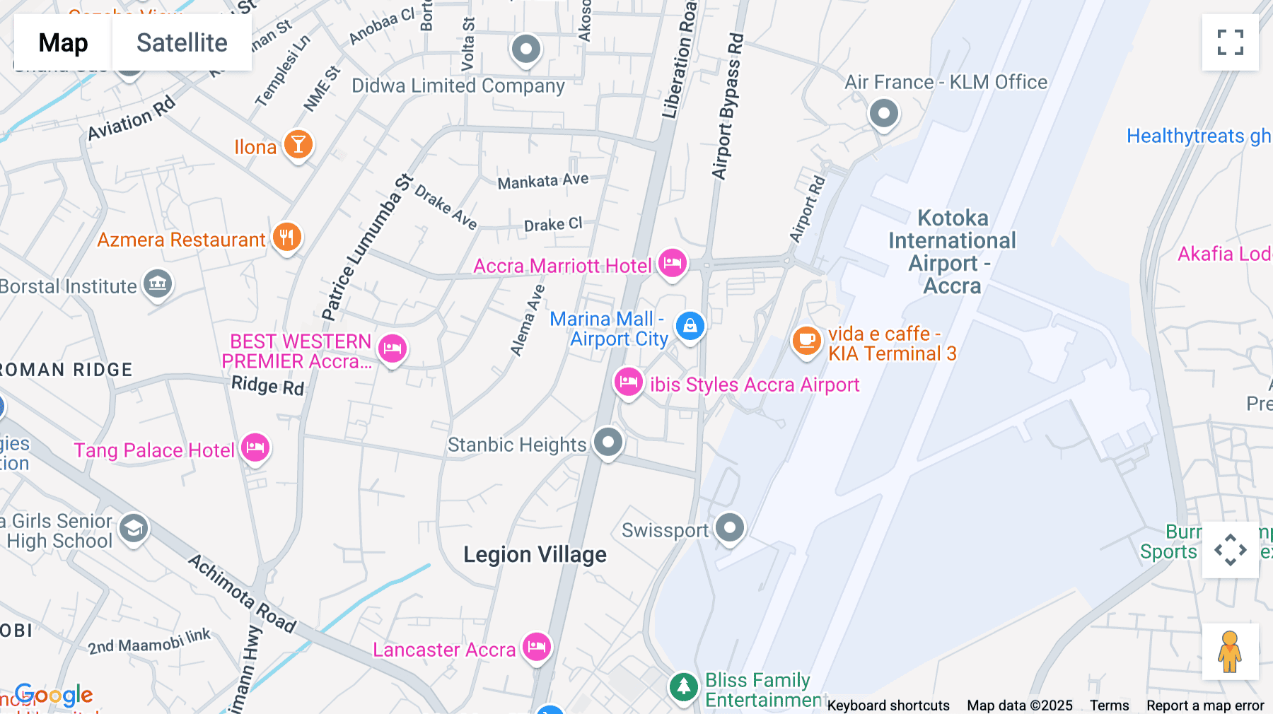 Click for interative map of Liberation Road, Accra