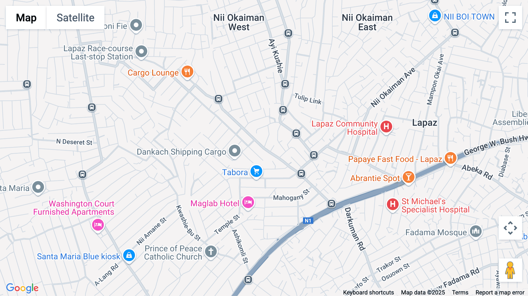 Click for interative map of Race Course Lapaz, Accra