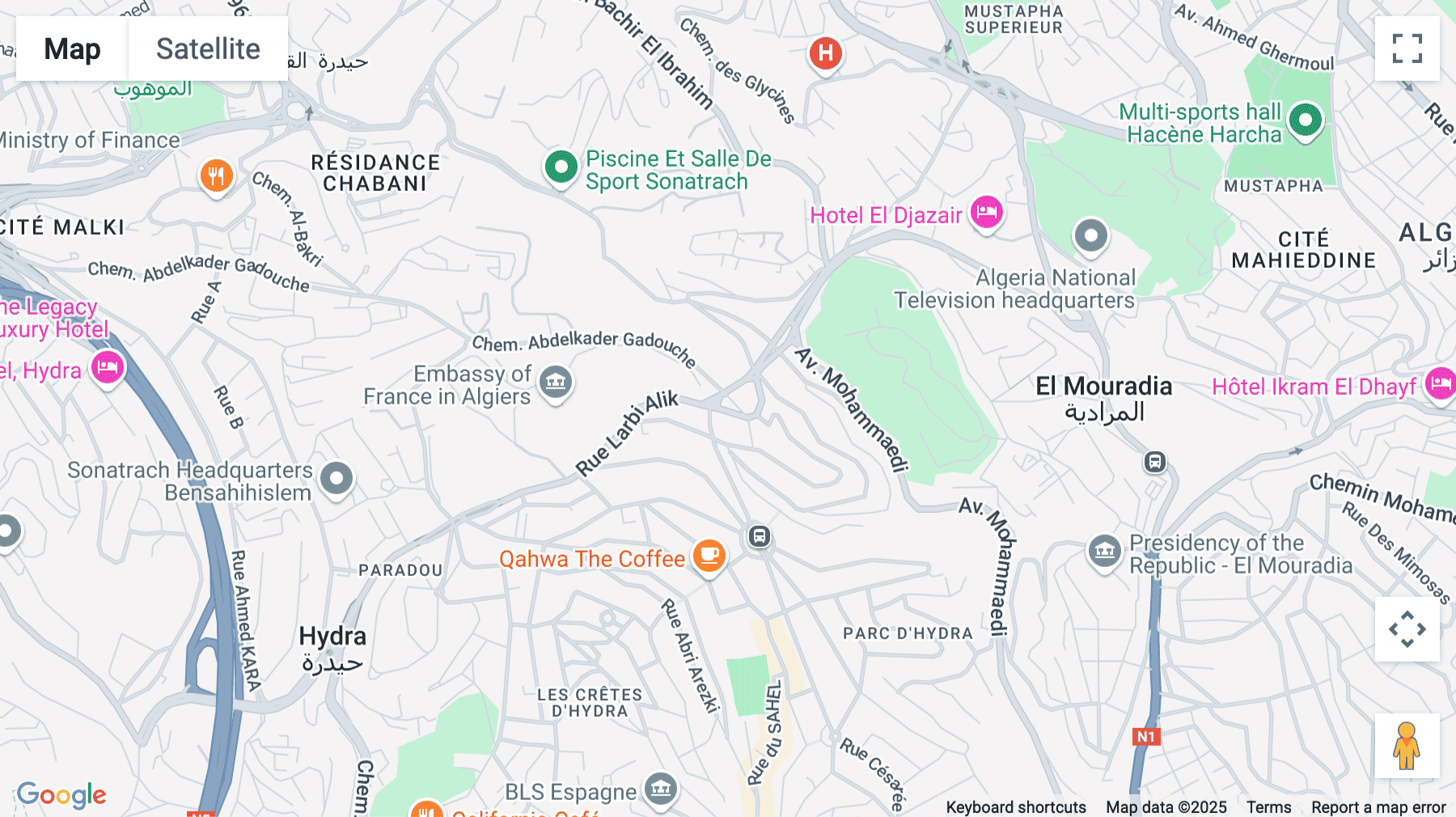 Click for interative map of Dar El Iman, 7 Rue Larbi Alik, Paradou, Algiers
