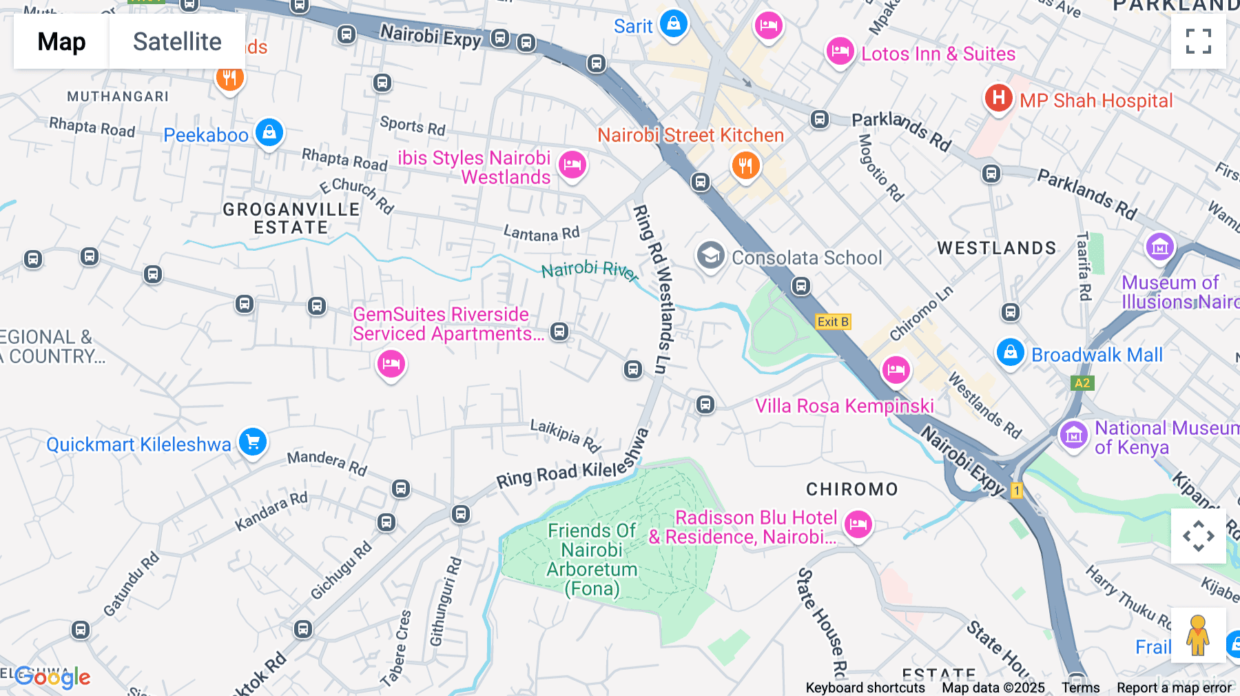 Click for interative map of Riverside Road, Delta Riverside, Nairobi