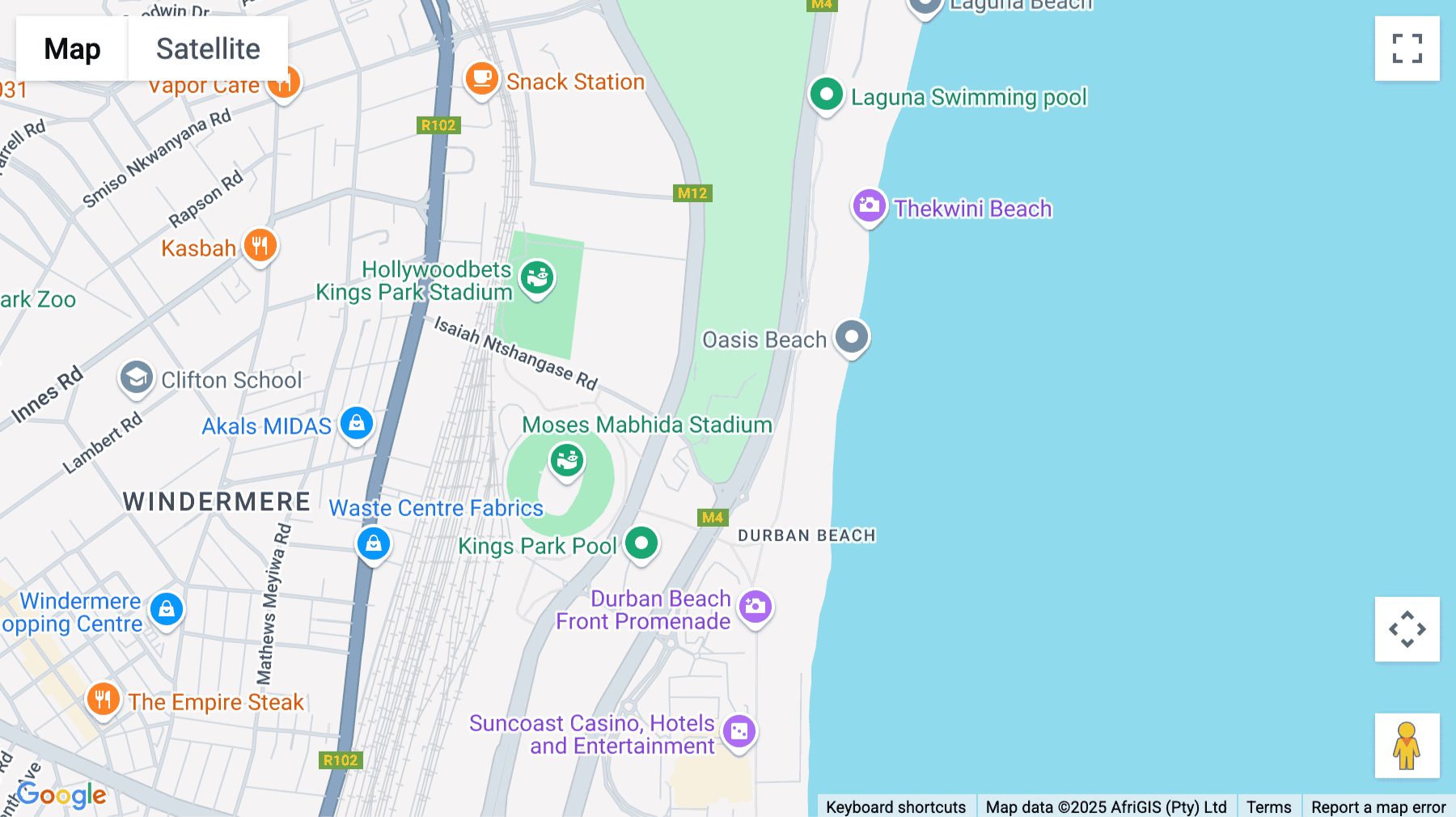 Click for interative map of 101 Isaiah Ntshangase Road, Stamford Hill, Durban