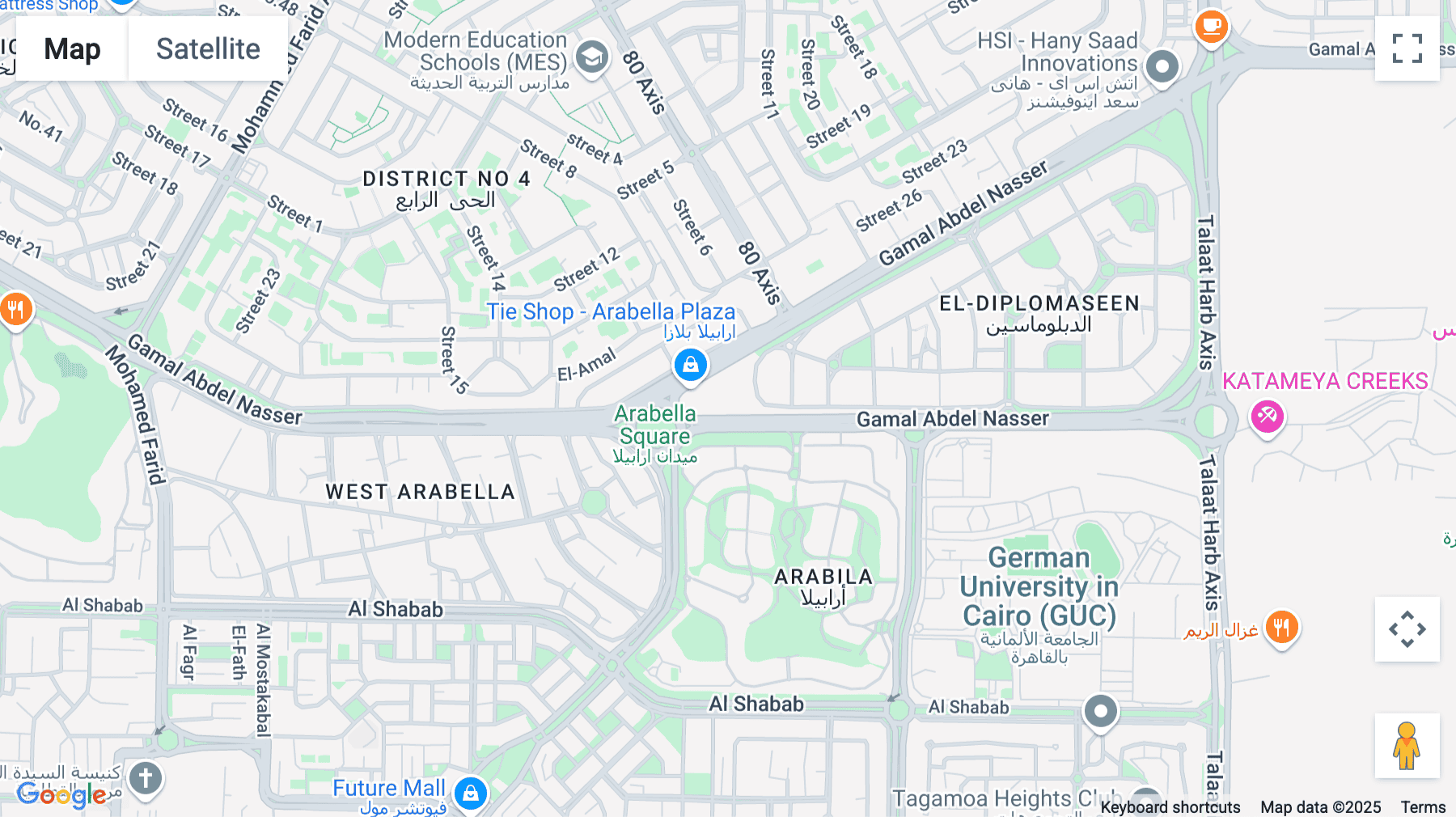 Click for interative map of Gamal Abdel Nasser Street, Arabella Plaza, Cairo