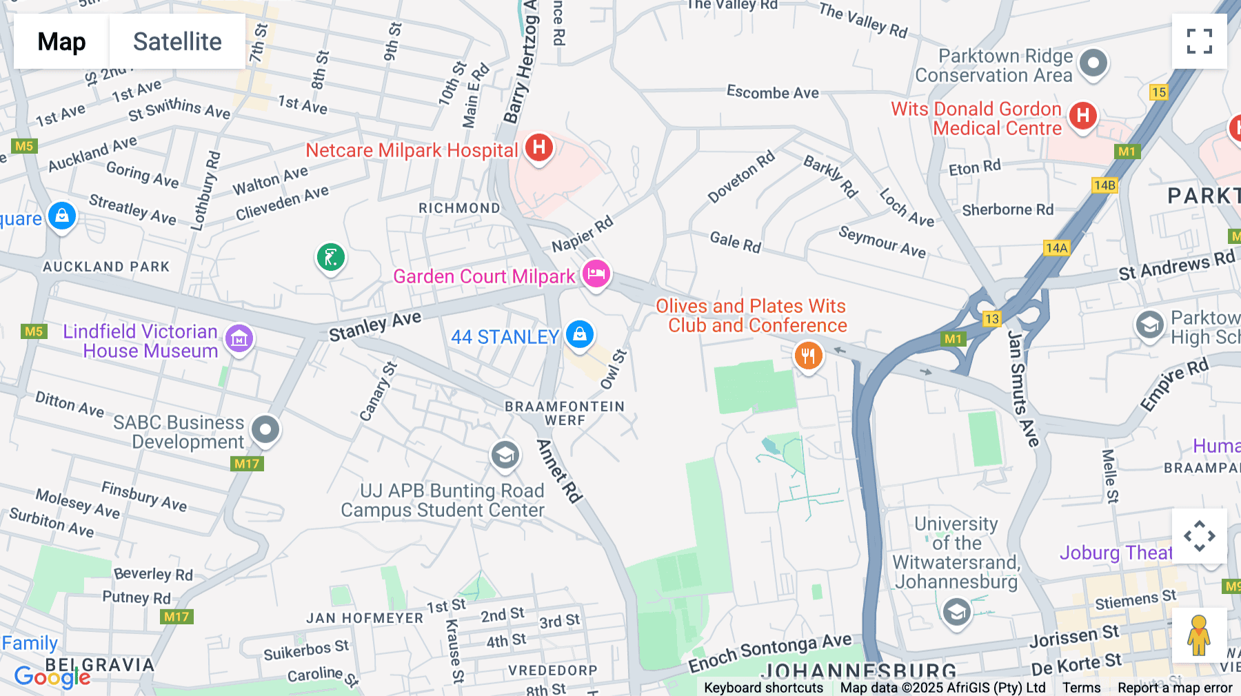 Click for interative map of Metal Box, 25 Owl Street, Braamfontein, Johannesburg