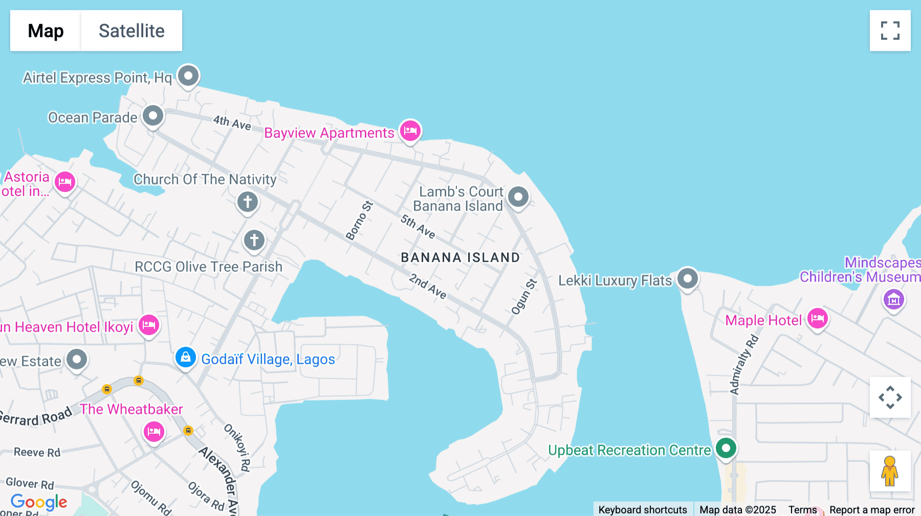 Click for interative map of Banana island, Ikoyi, Lagos