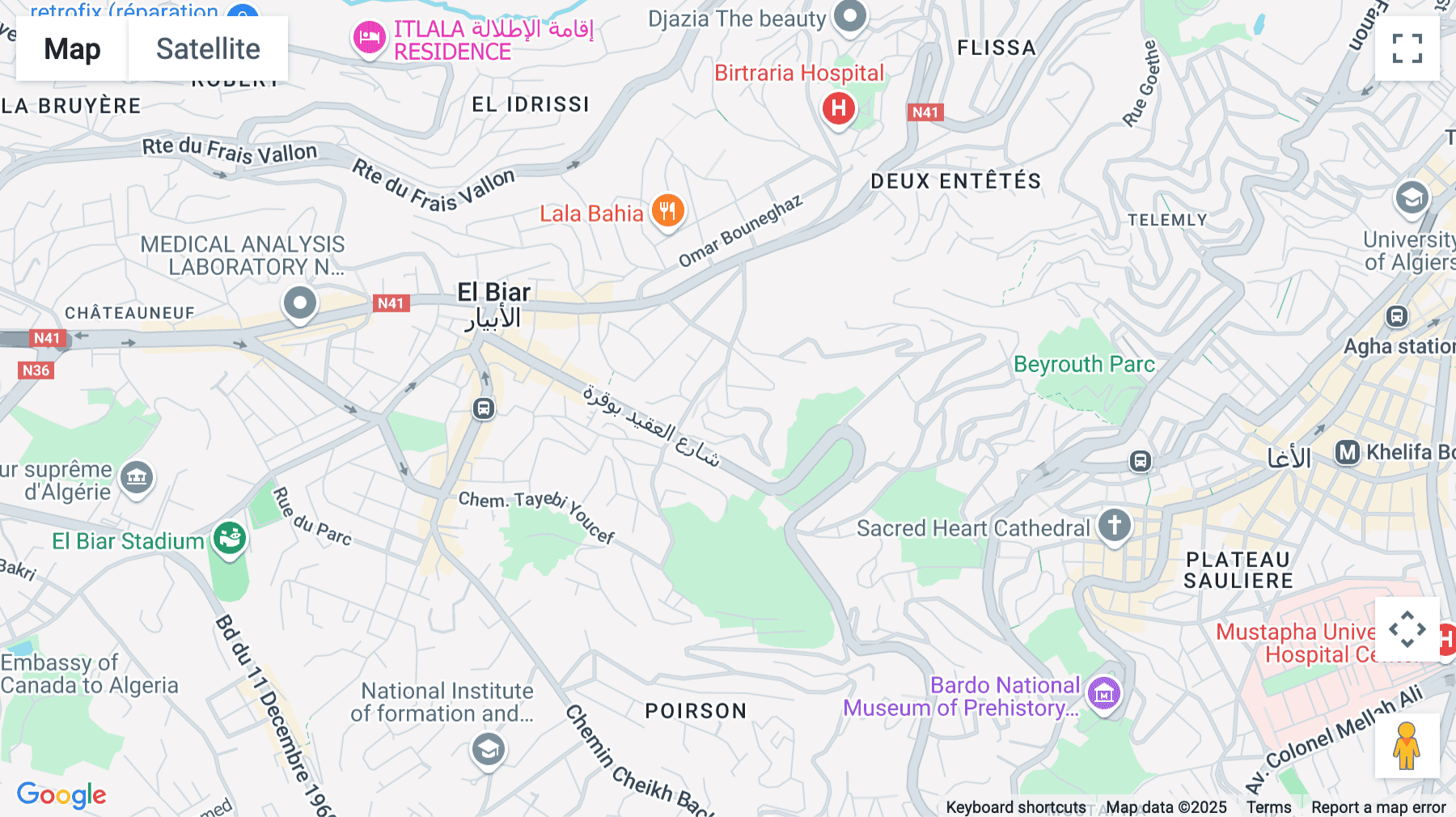 Click for interative map of 25, Rue Rabah Bourbia, El Biar, Algiers