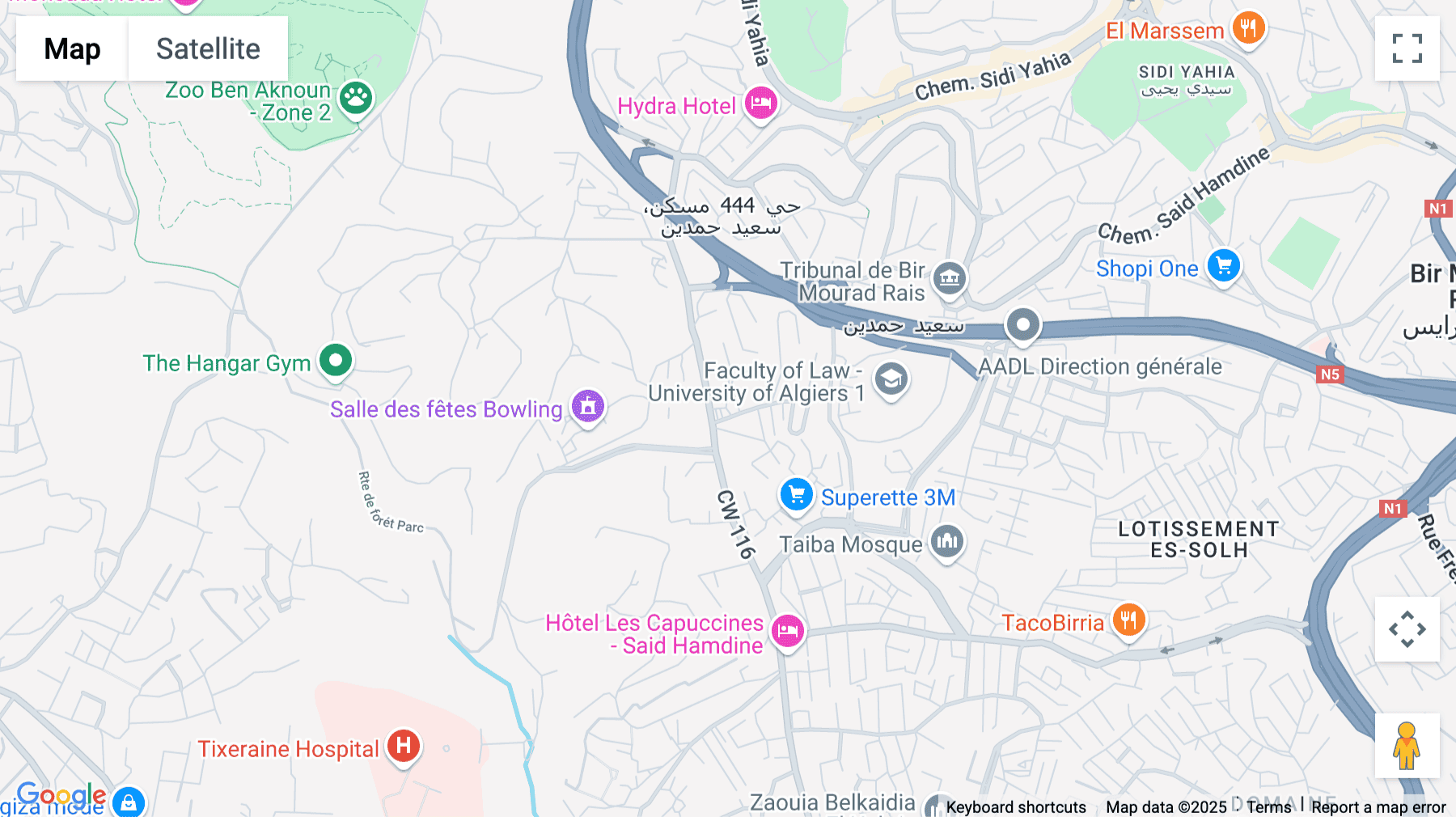 Click for interative map of Said Hamdine, Rue de Yassir, Bir Mourad Raïs, Algiers