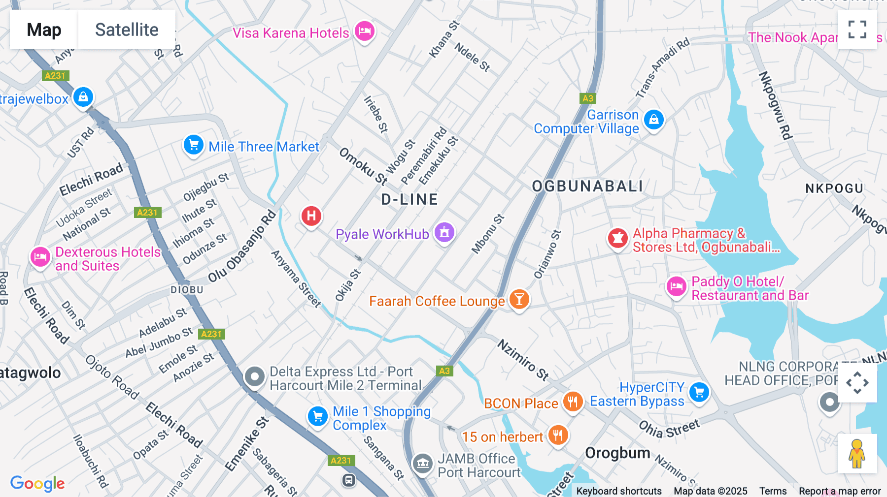 Click for interative map of 21 Bekwere Wosu Street, D-line, Diobu, Port Harcourt