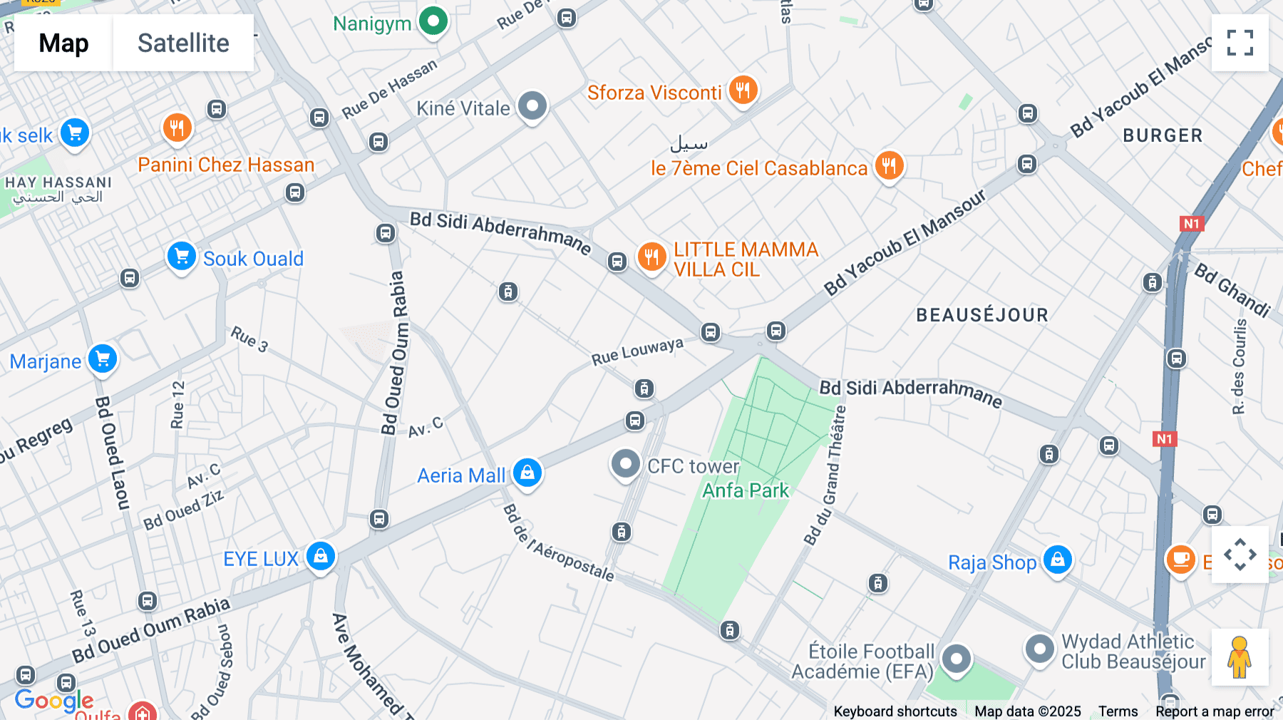 Click for interative map of Av Main Street, Casablanca
