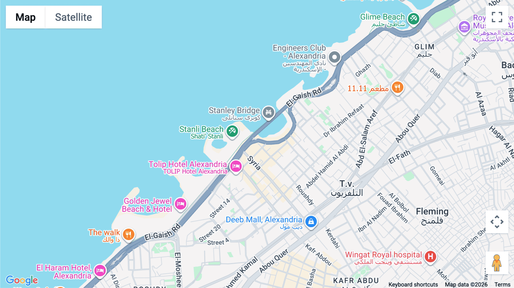 Click for interative map of 1st Floor, Kamarayet Roushdy Towers (Kamarayet Roushdy Building), Corniche Road at Roushdy Street (in front of San Giovanni Hotel), Roshdy, Alexandria