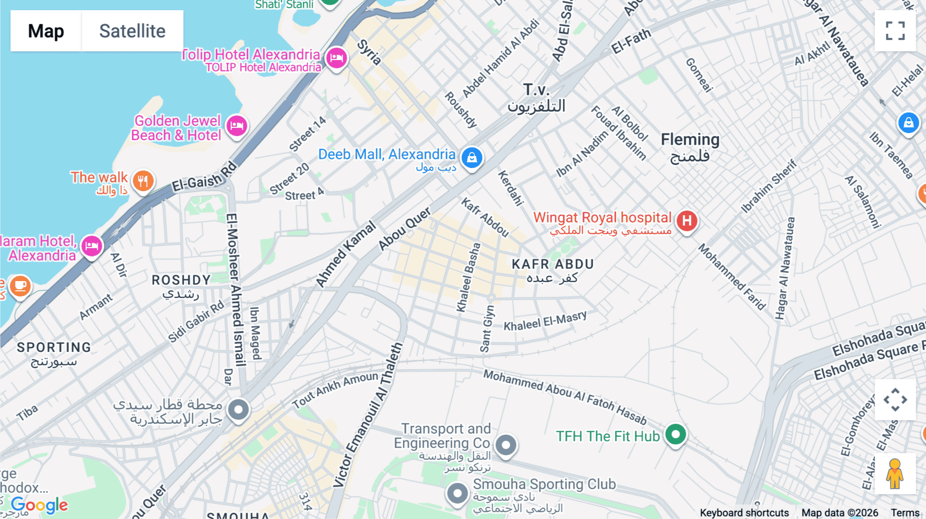 Click for interative map of 22, Abdulaziz Agima Street, Kafr Abdou, Alexandria