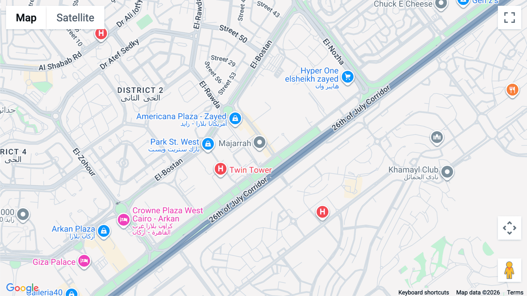 Click for interative map of Majarrah, 26th of July Corridor, El Sheikh Zayed