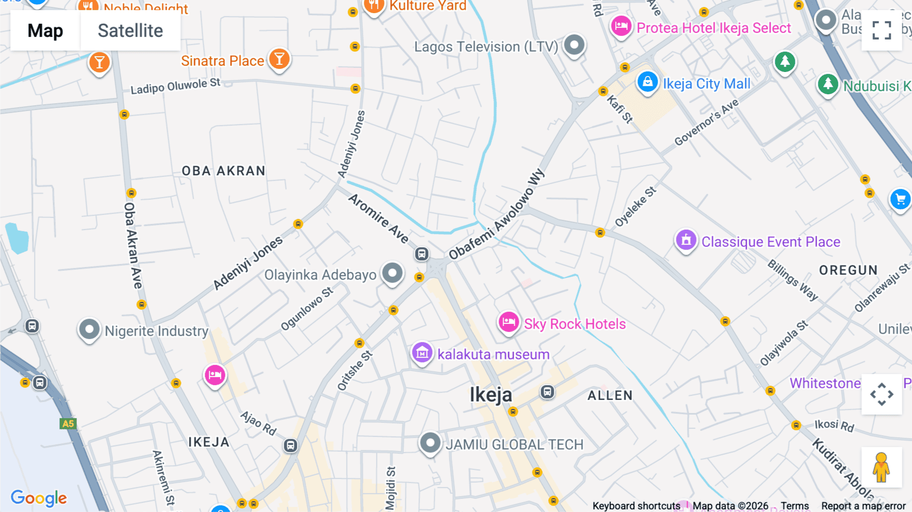 Click for interative map of Obafemi Awolowo Way, Ikeja