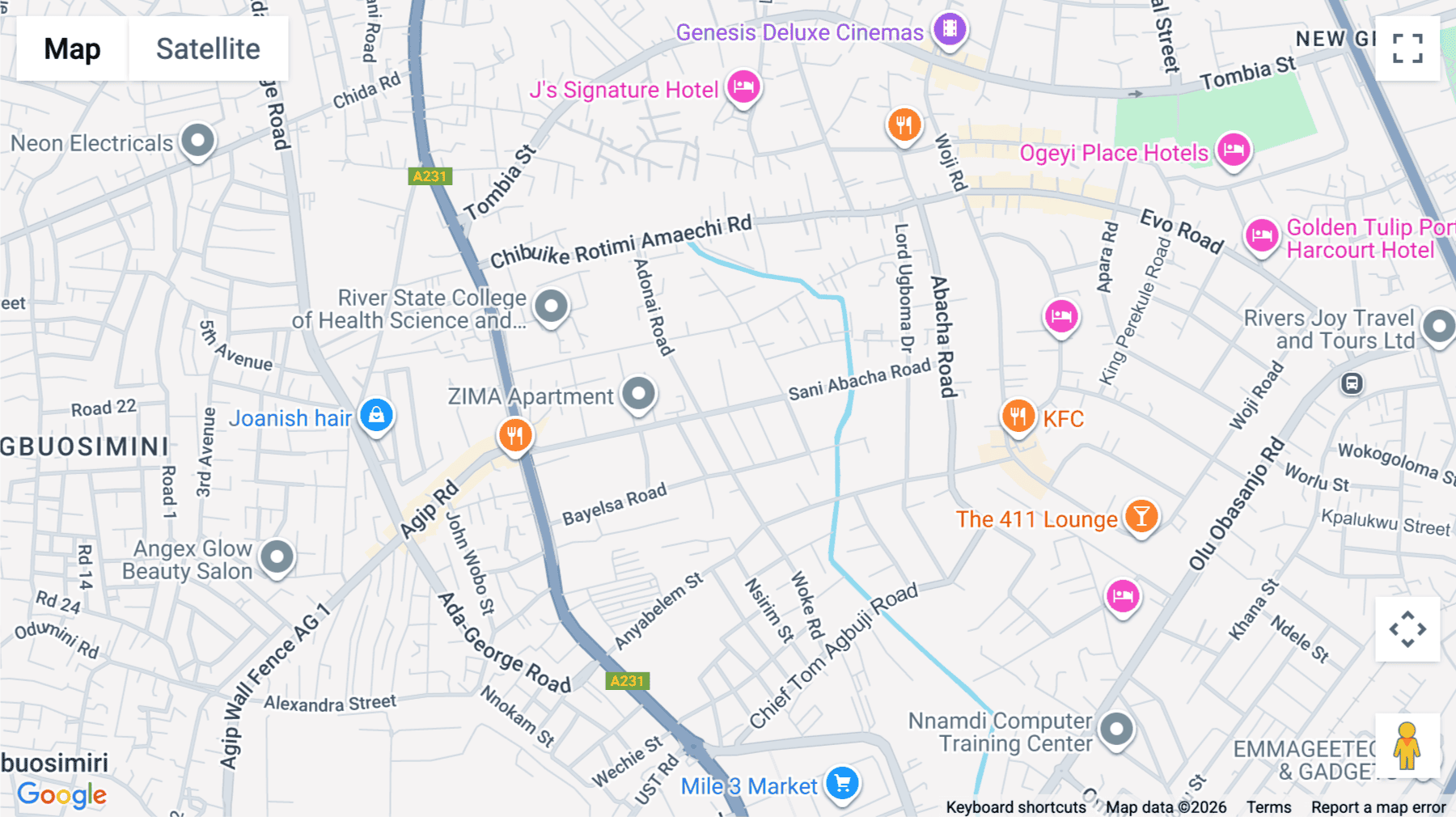 Click for interative map of Deborah Lawson House, Sani Abacha Road, GRA Phase 3, Port Harcourt
