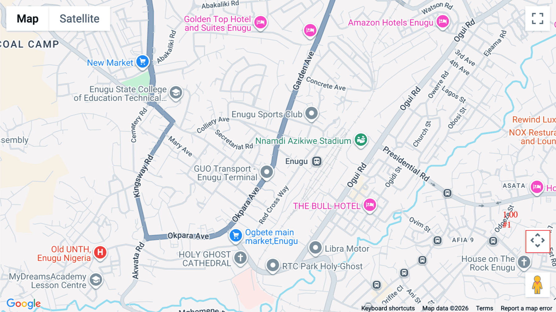 Click for interative map of 28, Okpara Avenue, Enugu