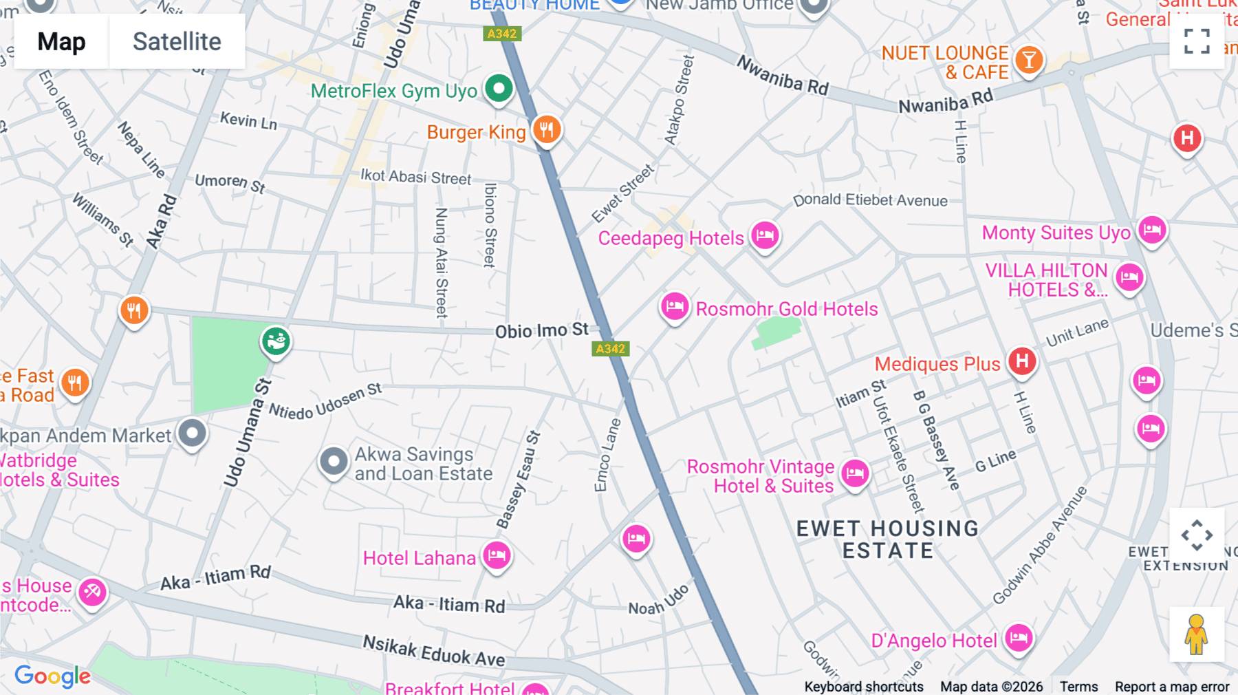 Click for interative map of 162, Oron Road, Uyo