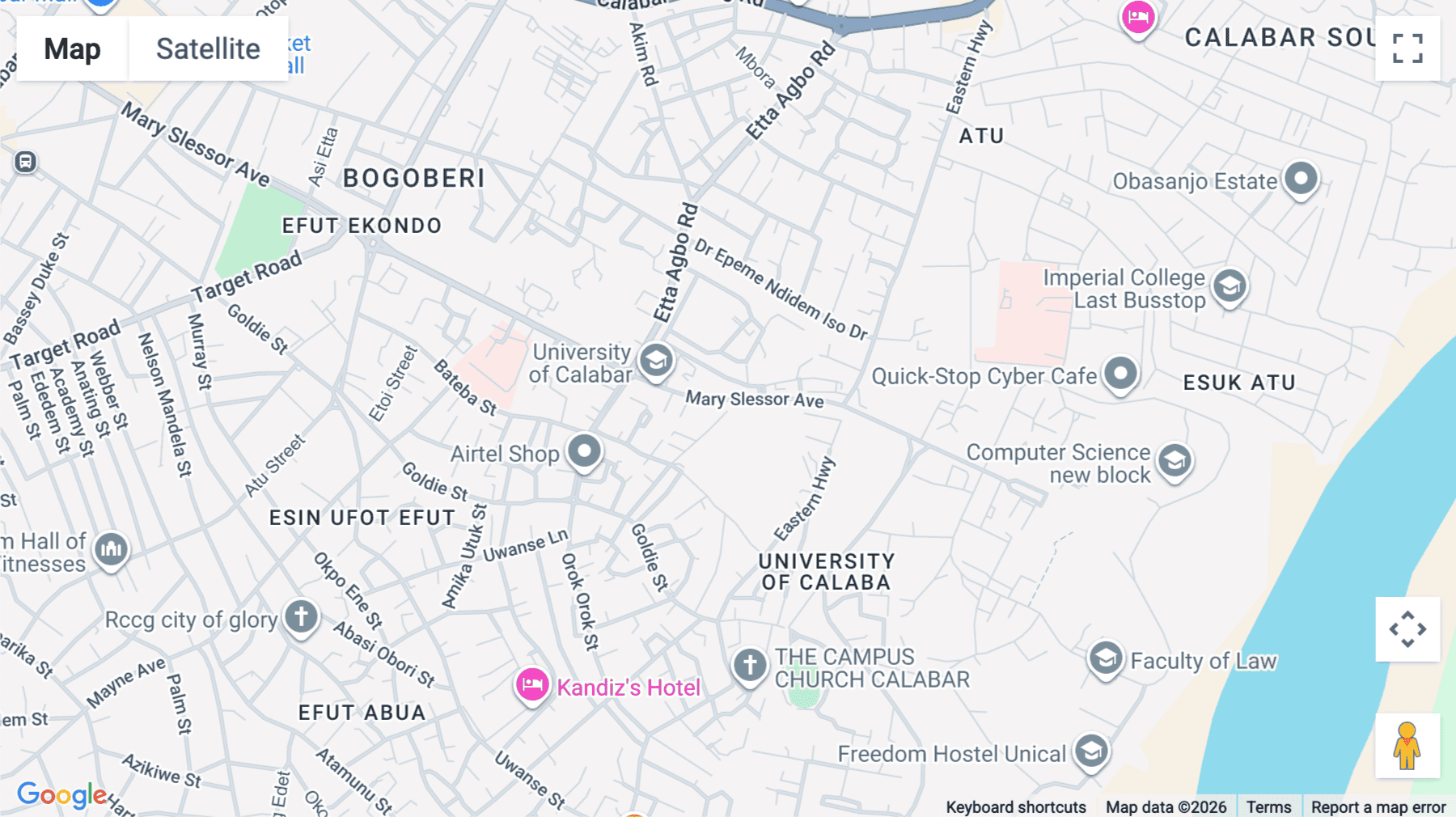 Click for interative map of State Library beside Stadium poolside, Calabar