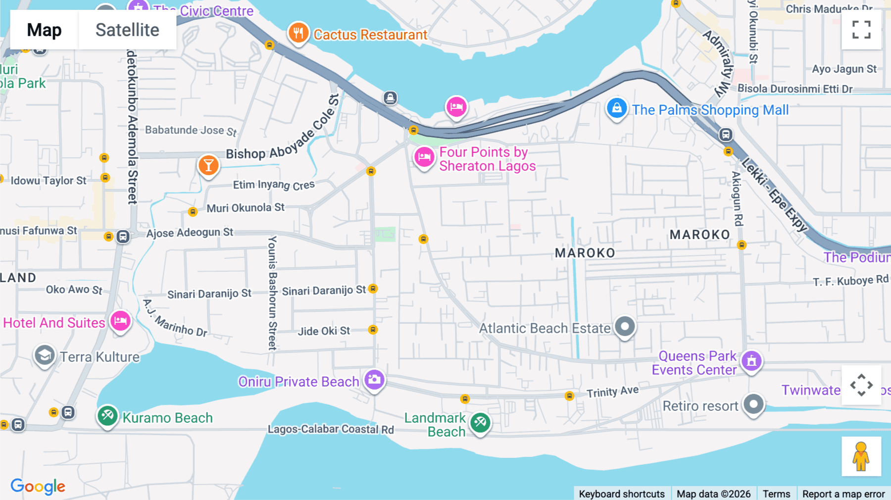 Click for interative map of Palace Road, Victoria Island