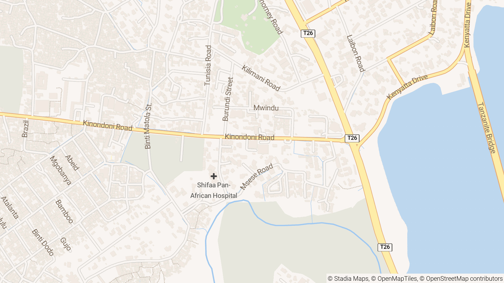 Map showing office location at Acacia Estates Offices, Plot No. 84, Kinondoni Road, Kinondoni, Dar es Salaam, Tanzania