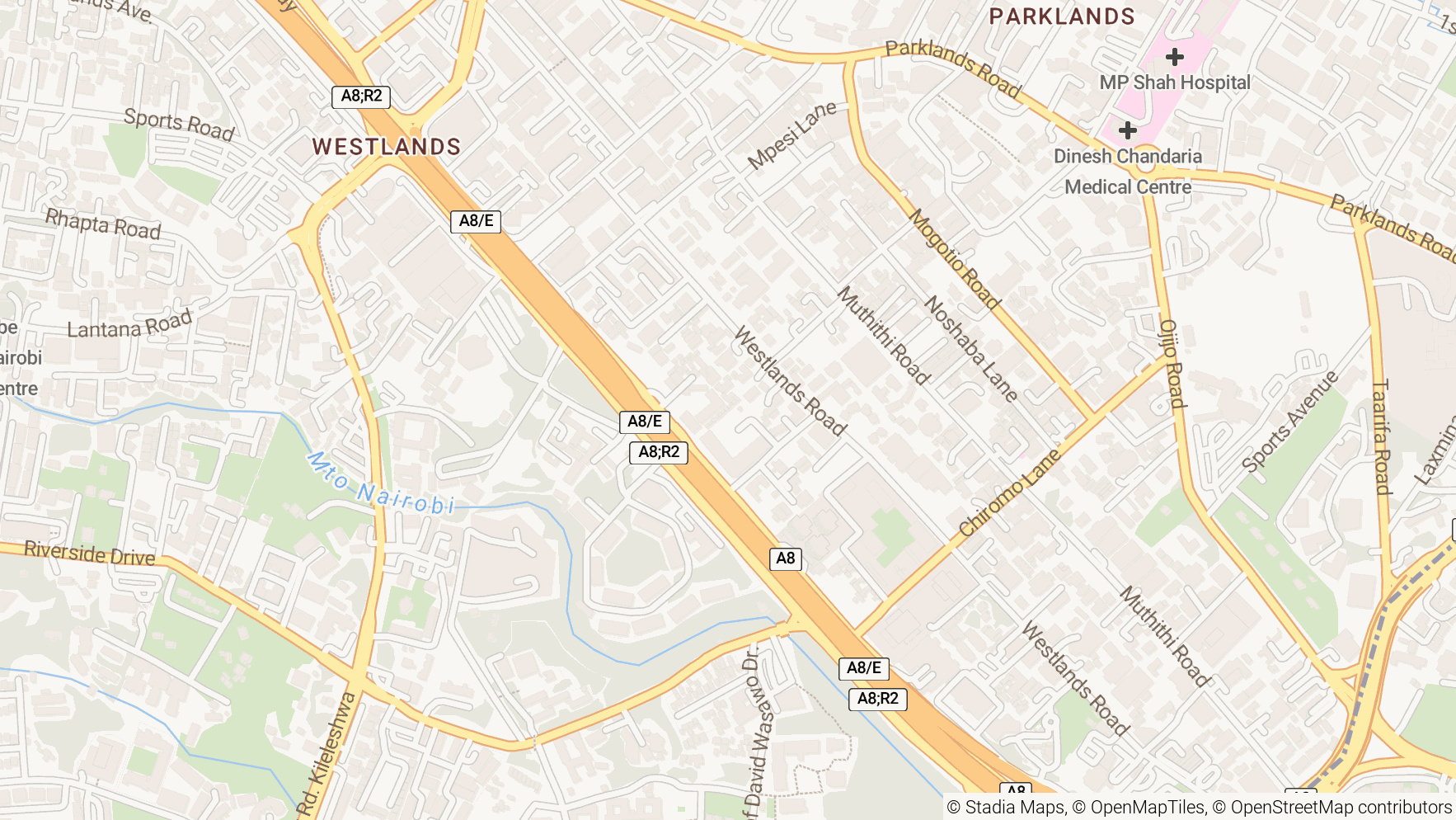 Map showing office location at 9 West Building, 7th floor, Chiromo Road, Westlands, Nairobi, Kenya