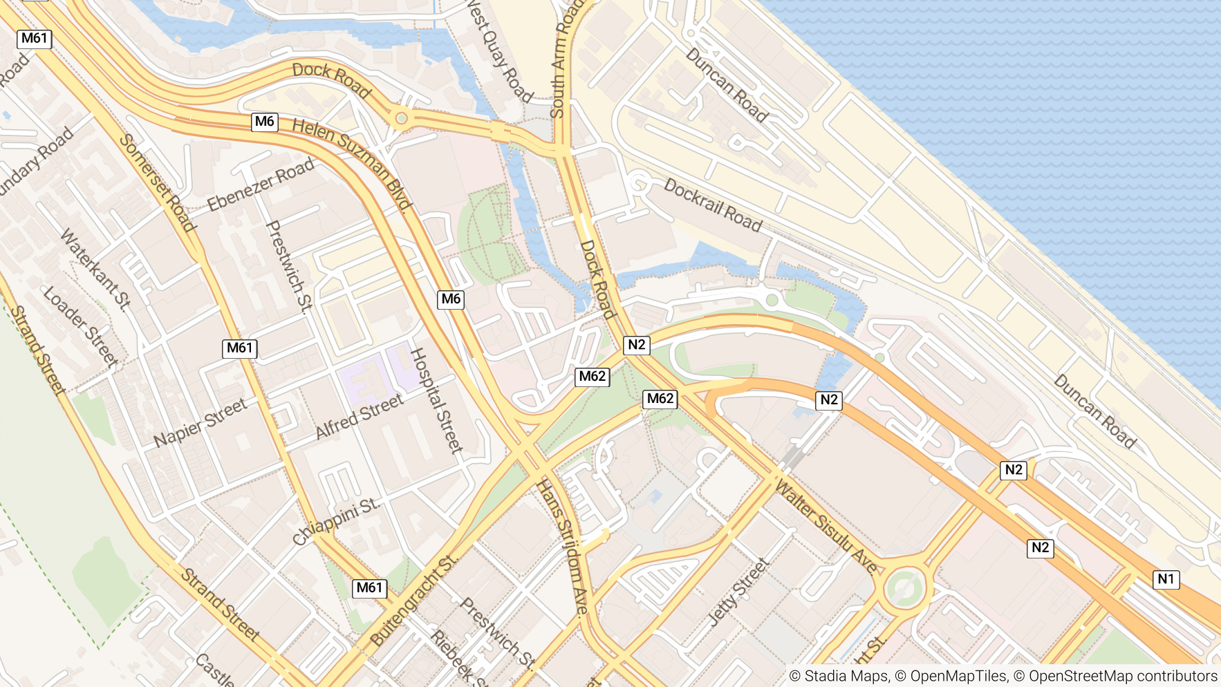 Map showing office location at Dock Road Building, Corner: Stanley & Dock Road Junction, V&A Waterfront, Cape Town, South Africa