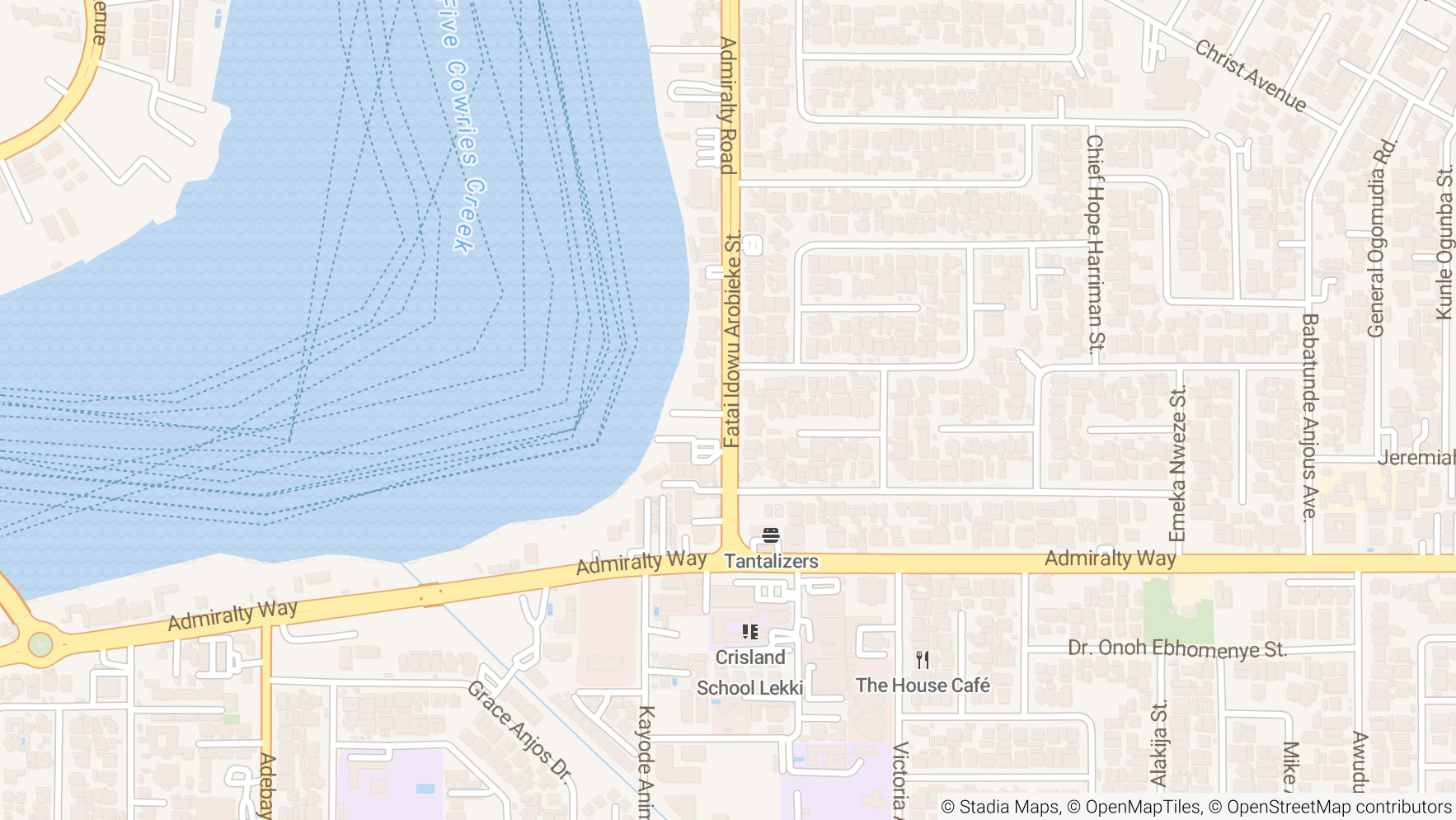 Map showing office location at The Waterside, 5 Admiralty Road, Lagos, Nigeria