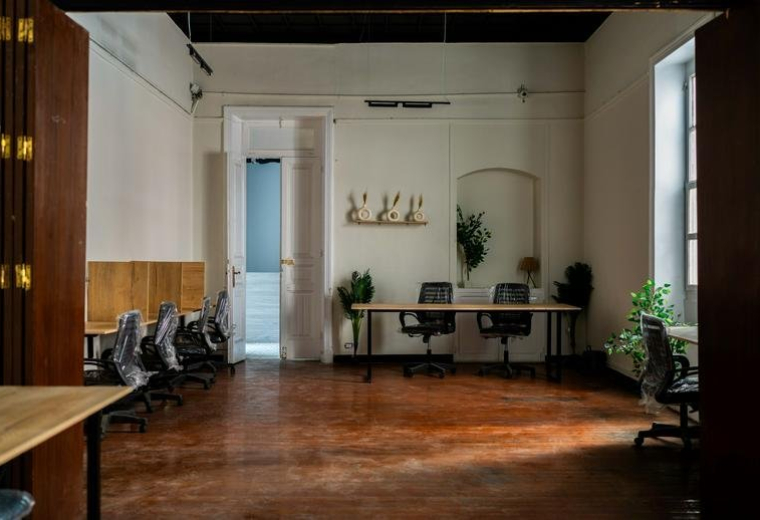 Wide interior view of the professional coworking spaces at The Circle, 15 Ali Zou Al Fekar.