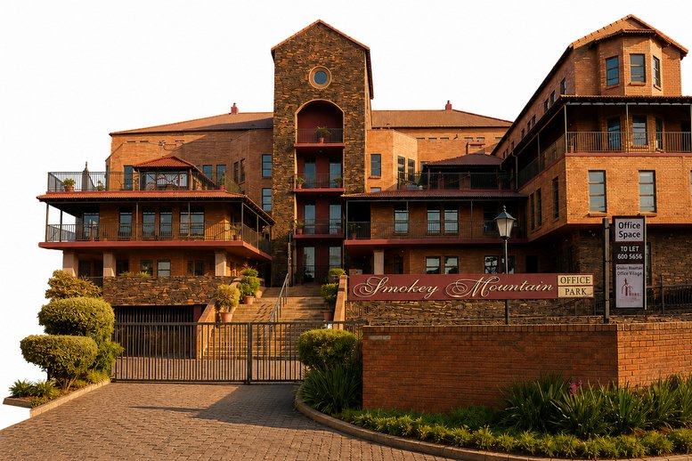 Exterior view of the brick facade at Smokey Mountain Office Village.