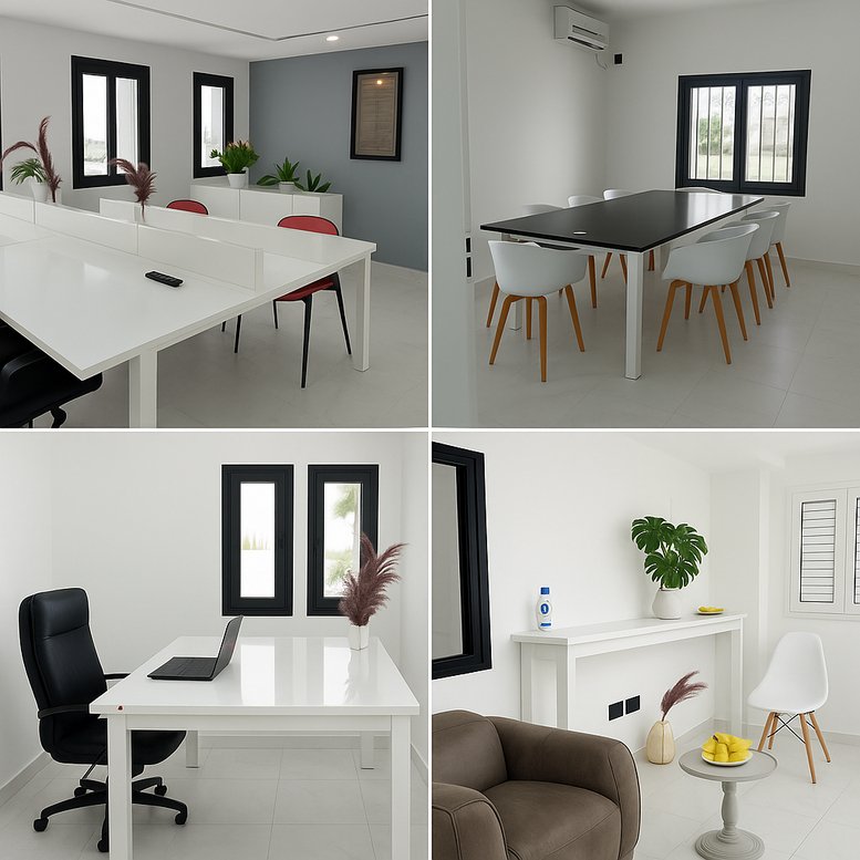 Modern interior of We 4 Goals, Block 40, UV4, El Menzah 6, featuring bright communal and office workspaces.