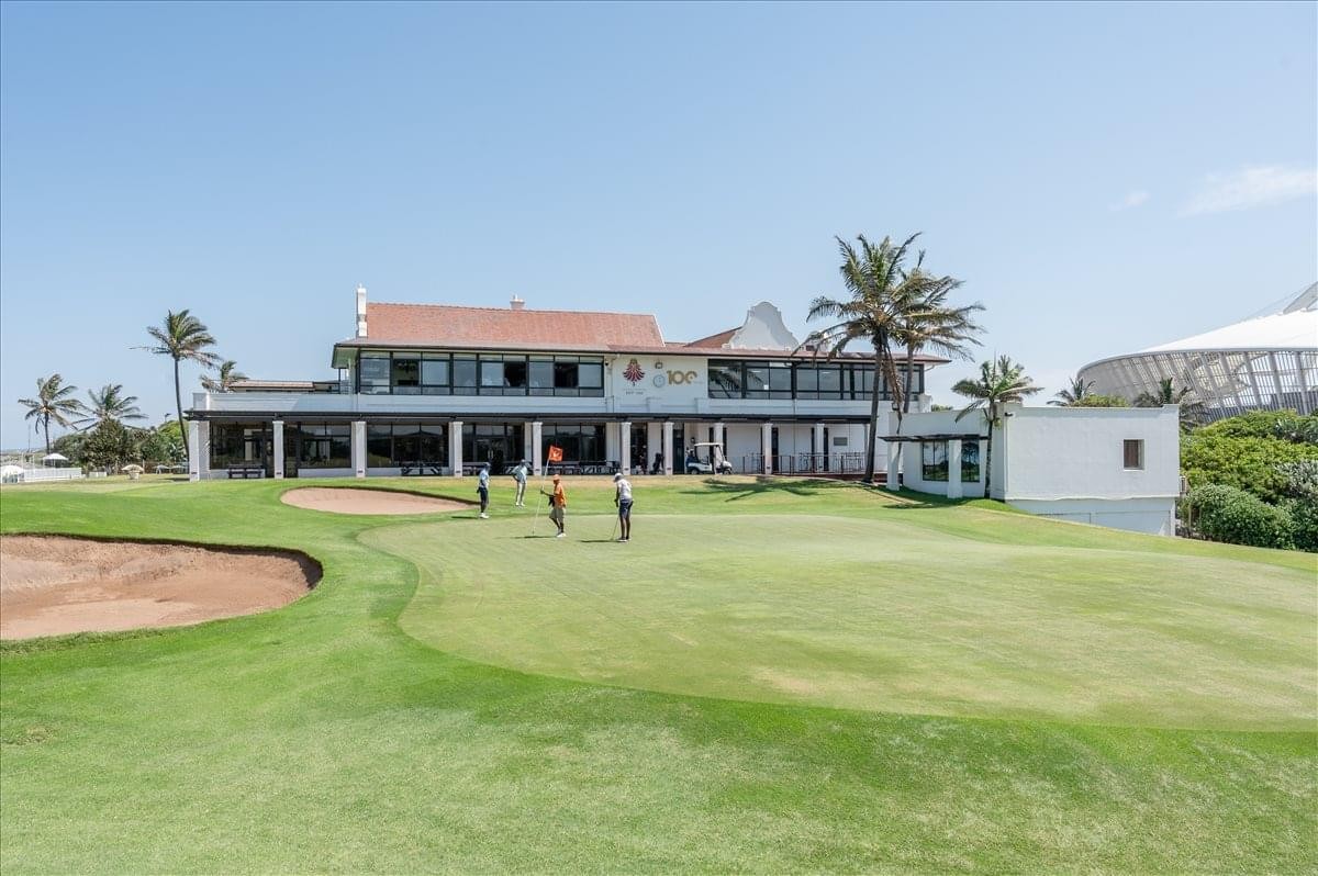 Exterior view of the classic gabled building at 101 Isaiah Ntshangase Road overlooking a lush golf course.