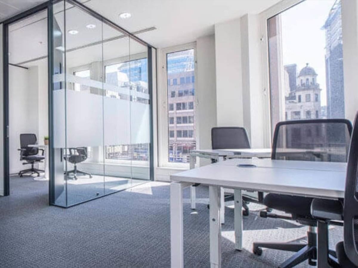 Bright glass-partitioned private office with city views at 107 Haymeadow Road, Boardwalk Office Park.