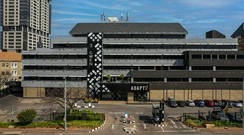 Exterior view of the multi-level facade at 3 Gwen Lane Office Centre, Sandown, Sandton, South Africa.