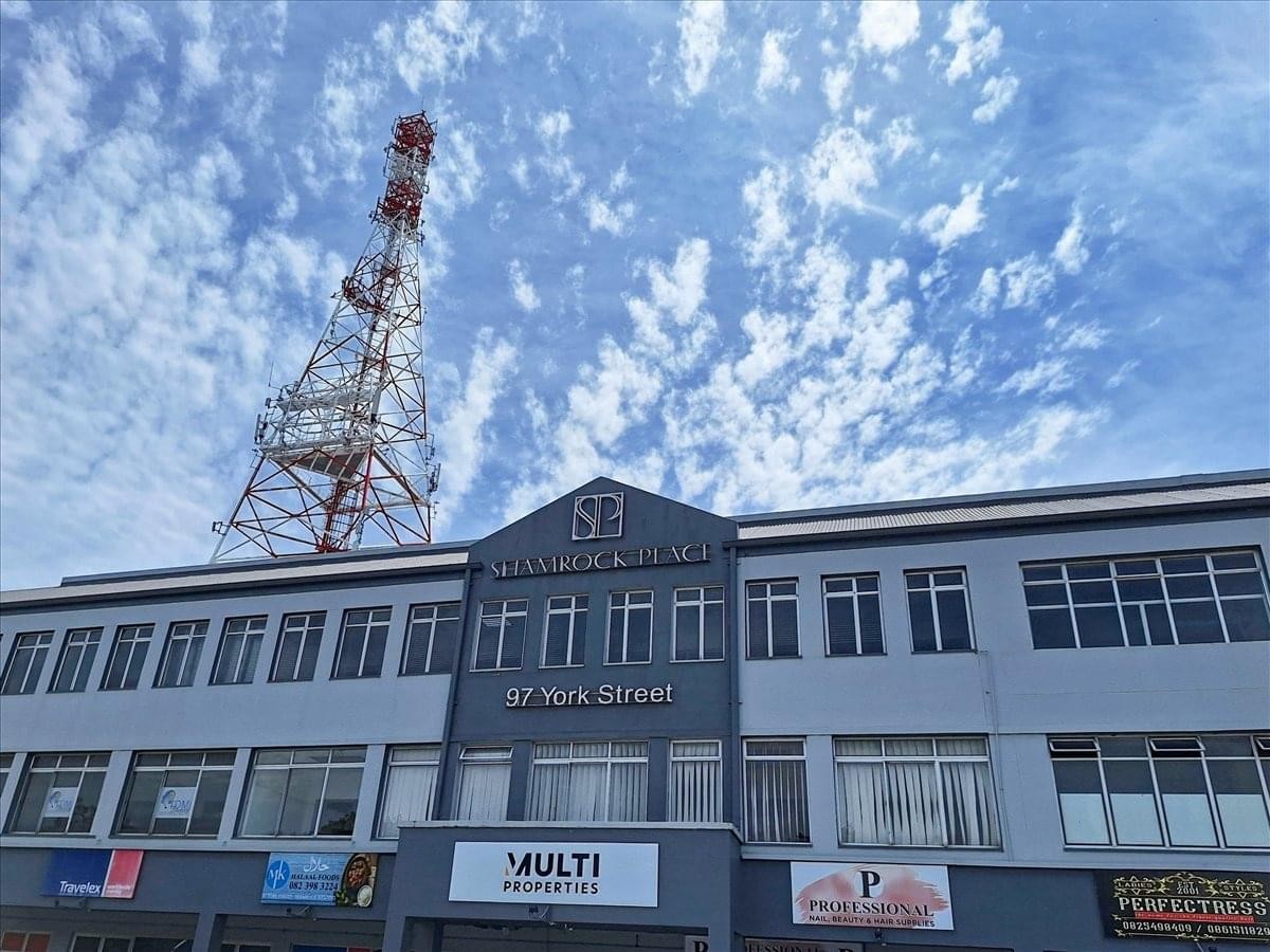 Exterior view of the multi-story commercial building at 97 York Street, 2nd Floor, George Central.