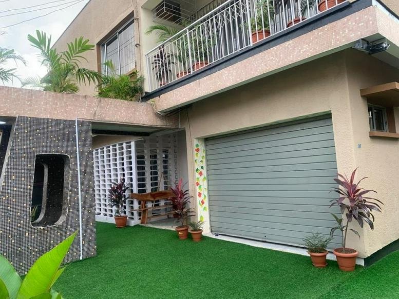 Exterior view of the house at 26 Animashaun Street, Off Bode Thomas, Surulere, Lagos, Nigeria.