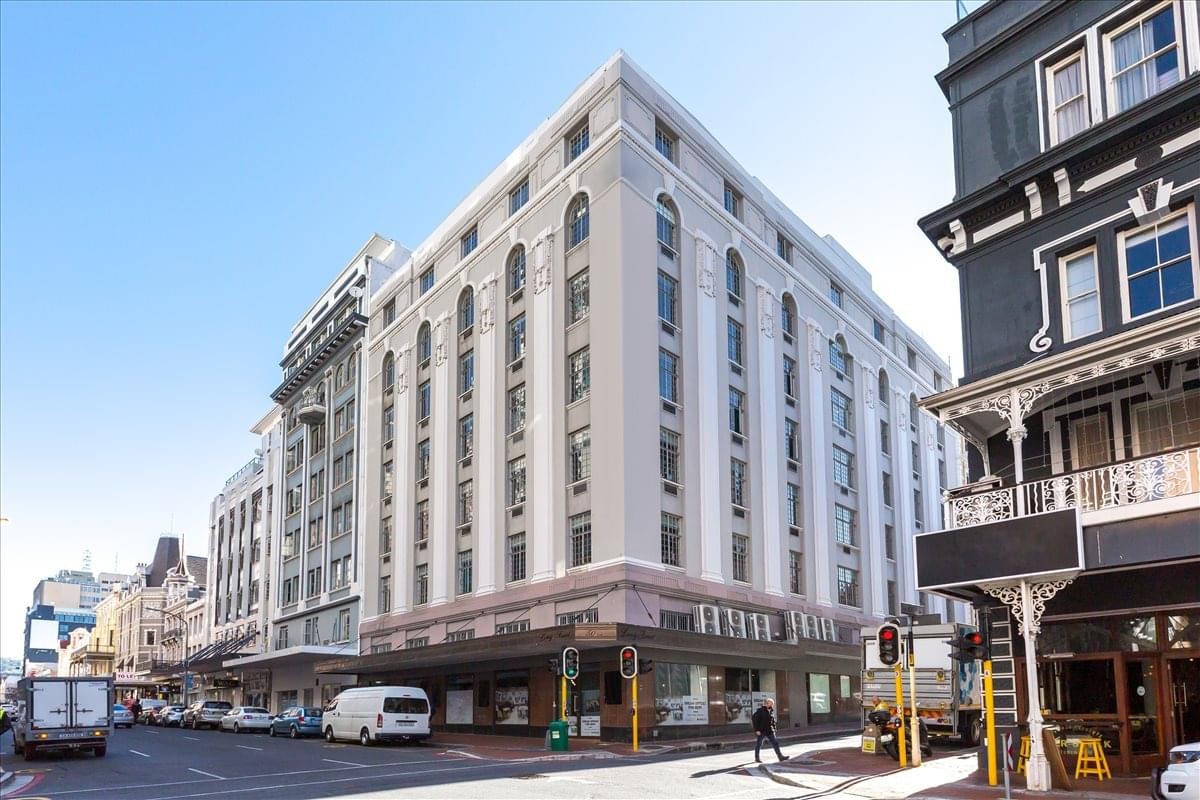 Exterior view of the classic stone facade at 50 Long Street, City Centre, Cape Town.