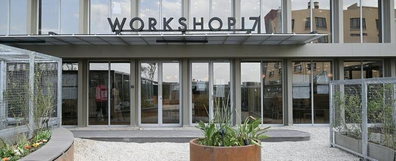 Exterior entrance of Workshop17 at North Tower, Hyde Park Corner, 1st Floor, 6th Road, Johannesburg.