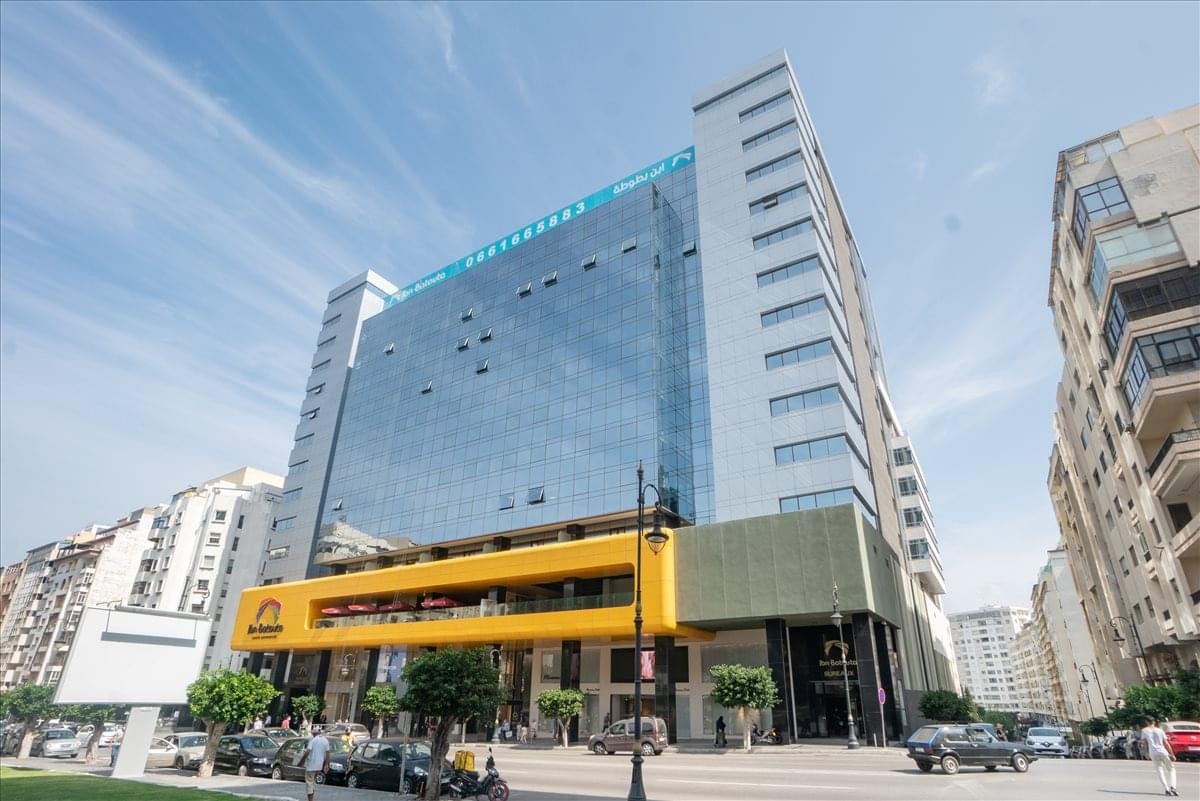 Exterior view of the glass-facade Ibn Batouta Mall on Avenue Youssef Ben tachfine.