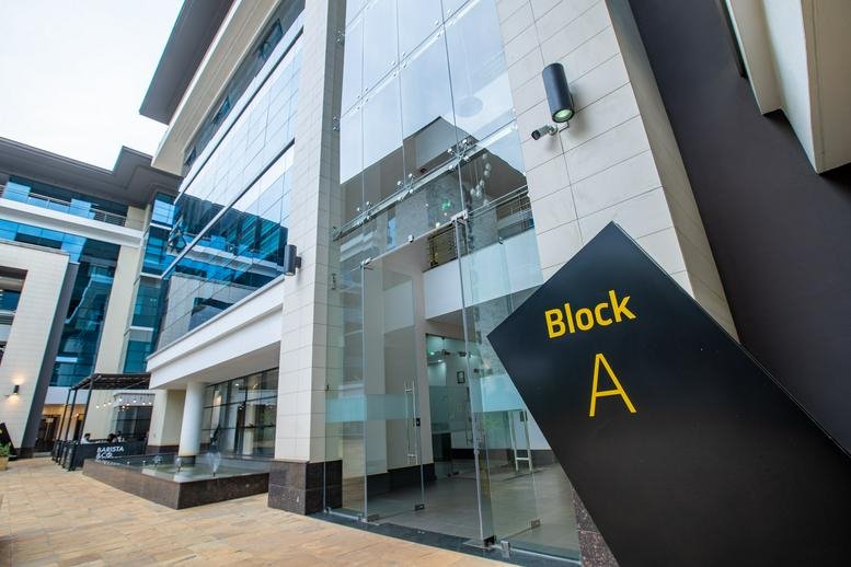 Modern glass exterior and entrance of Keystone Park, 95 Riverside Drive, Westlands, Nairobi.