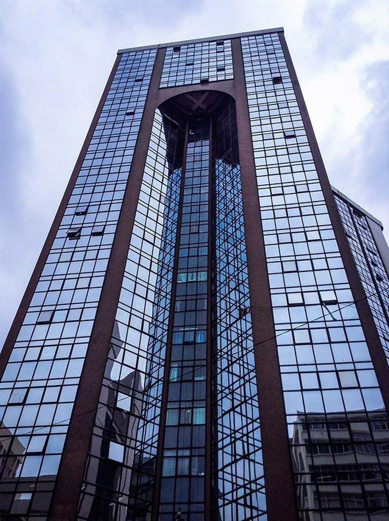 Exterior view of the glass-facade View Park Towers on Utalii Street.