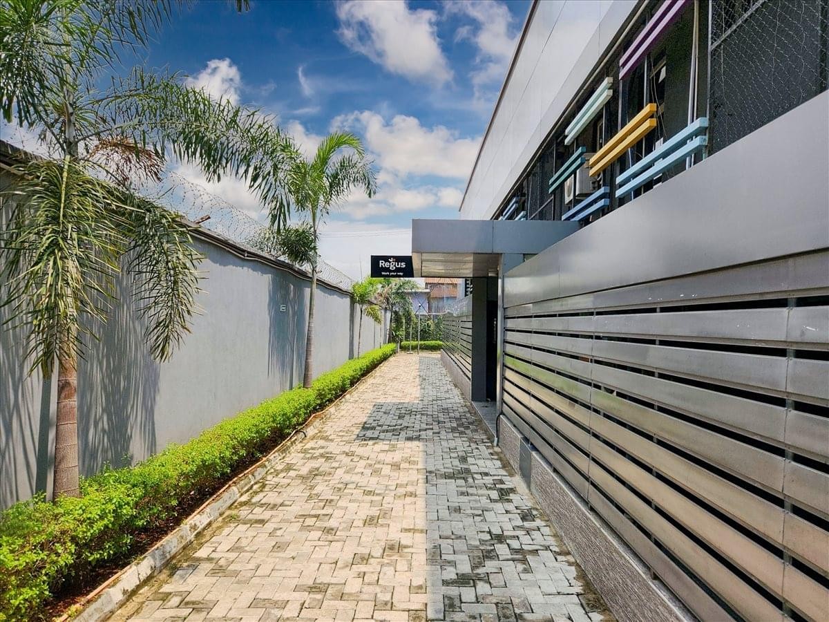 Exterior walkway of the building at Plot 9, Gbagada Industrial Scheme, Lagos.