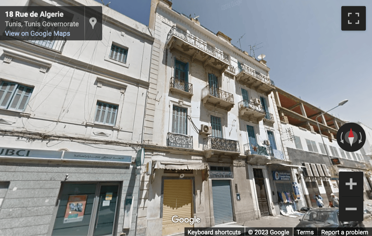 Street View image of 10 Rue de Algérie, Tunis, Tunisia